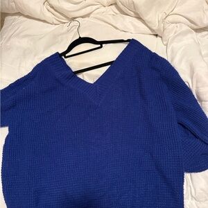 Women's Blue V-Neck Sweater
